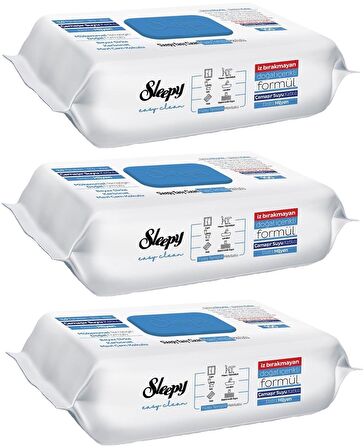 Sleepy Easy Clean Yüzey Temizlik Havlusu 100 Yaprak Çamaşır Suyu Etkili (3 Lü Set) 300 Yaprak