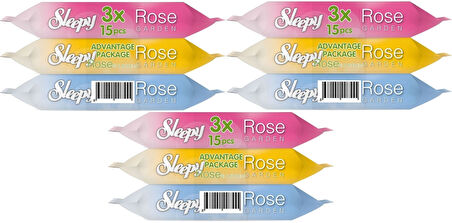 Sleepy Islak Havlu Cep Mendil 15 Yaprak (9 Lu Set) Rose/Garden (3PK*3) 135 Yaprak