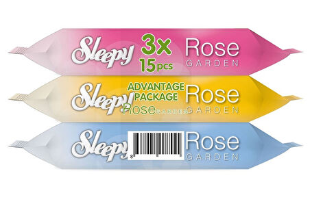 Sleepy Islak Havlu Cep Mendil 15 Yaprak (18 Li Set) Rose/Garden (6PK*3) 270 Yaprak