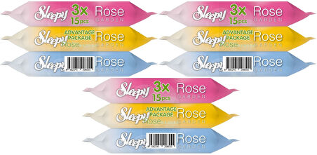 Sleepy Islak Havlu Cep Mendil 15 Yaprak (9 Lu Set) Travel Pk Rose/Garden (3PK*3) 135 Yaprak