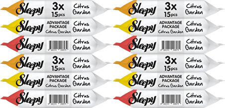 Sleepy Islak Havlu Cep Mendil 15 Yaprak (12 Li Set) Narenciye Bahçesi/Citrus (4PK*3) 180 Yaprak