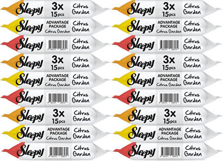 Sleepy Islak Havlu Cep Mendil 15 Yaprak (18 Li Set) Narenciye Bahçesi/Citrus (6PK*3) 270 Yaprak