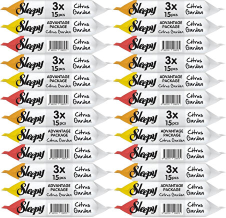 Sleepy Islak Havlu Cep Mendil 15 Yaprak (24 Lü Set) Narenciye Bahçesi/Citrus (8PK*3) 360 Yaprak