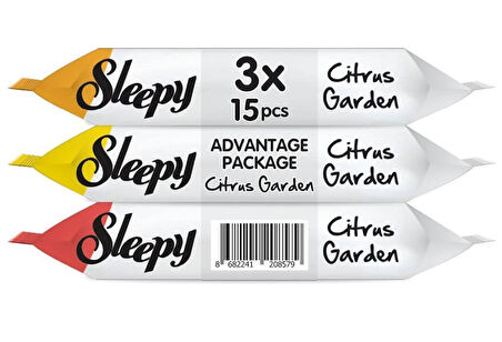 Sleepy Islak Havlu Cep Mendil 15 Yaprak (48 Li Set) Narenciye Bahçesi/Citrus (16PK*3) 720 Yaprak
