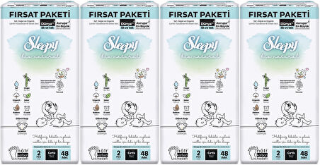 Sleepy Bebek Bezi Bio Natural Beden:2 (3-6KG) Mini 192 Adet Avantaj Fırsat Pk