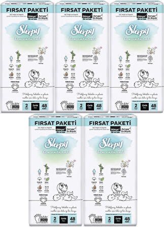 Sleepy Bebek Bezi Bio Natural Beden:2 (3-6KG) Mini 240 Adet Mega Fırsat Pk