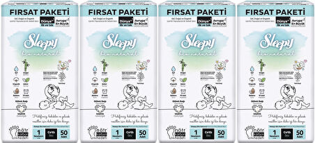 Sleepy Bebek Bezi Bio Natural Beden:1 (2-5KG) Yeni Doğan Newborn 200 Adet Avantaj Fırsat Pk