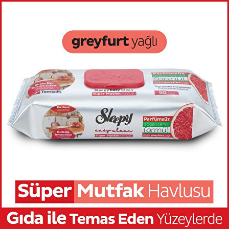 Sleepy Easy Clean Yüzey Temizlik Mutfak Havlusu-Mendili  50 Yaprak Greyfurt Yağlı (2Li Set) 100 Yprk