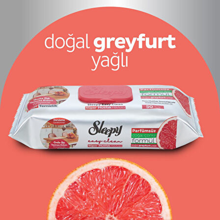 Sleepy Easy Clean Yüzey Temizlik Mutfak Havlusu-Mendili  50 Yaprak Greyfurt Yağlı (2Li Set) 100 Yprk
