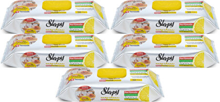 Sleepy Easy Clean Yüzey Temizlik Mutfak Havlusu -Mendili  50 Yaprak Limon Yağlı (5Li Set) 250 Yaprak
