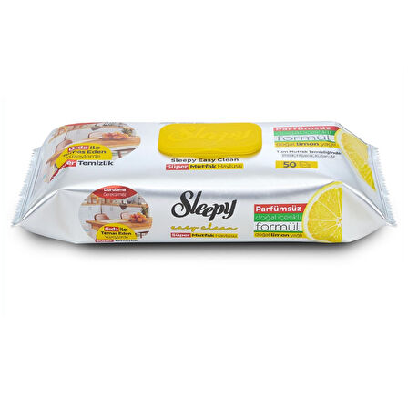 Sleepy Easy Clean Yüzey Temizlik Mutfak Havlusu -Mendili  50 Yaprak Limon Yağlı (6Lı Set) 300 Yaprak