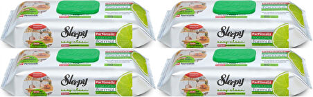 Sleepy Easy Clean Yüzey Temizlik Mutfak Havlusu -Mendili  50 Yaprak Bergomot Yağlı (4Lü Set) 200Yprk