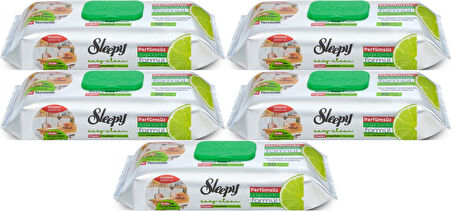 Sleepy Easy Clean Yüzey Temizlik Mutfak Havlusu -Mendili  50 Yaprak Bergomot Yağlı (5Li Set) 250Yprk