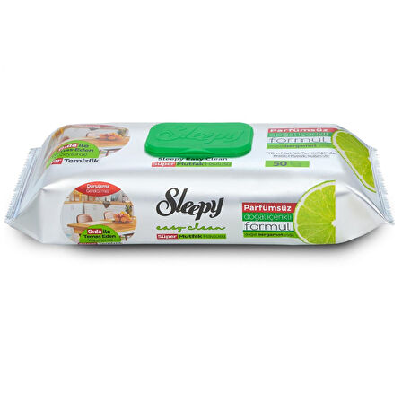 Sleepy Easy Clean Yüzey Temizlik Mutfak Havlusu -Mendili  50 Yaprak Bergomot Yağlı (6Lı Set) 300Yprk