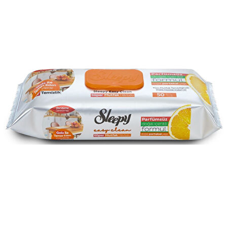 Sleepy Easy Clean Yüzey Temizlik Mutfak Havlusu -Mendili  50 Yaprak Portakal Yağlı (2Li Set) 100Yprk