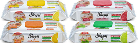 Sleepy Easy Clean Yüzey Temizlik Mutfak Havlusu - Mendili 50 Yaprak Karma (4 Lü Set)