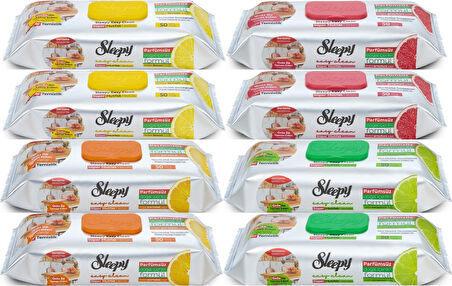 Sleepy Easy Clean Yüzey Temizlik Mutfak Havlusu - Mendili 50 Yaprak Karma (8 Li Set)