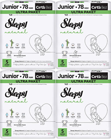 Sleepy Bebek Bezi Natural Beden:5 (11-18KG) Junior 312 Adet Avantaj Ultra Pk