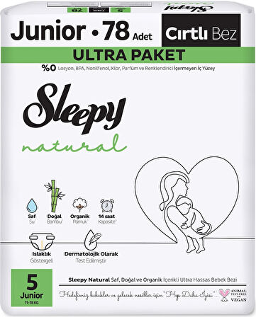 Sleepy Bebek Bezi Natural Beden:5 (11-18KG) Junior 312 Adet Avantaj Ultra Pk