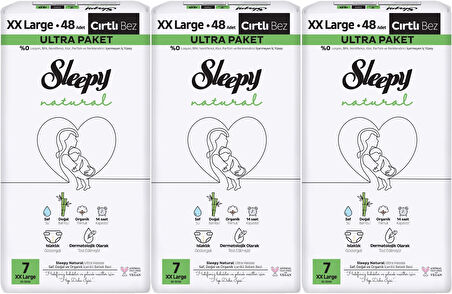 Sleepy Bebek Bezi Natural Beden:7 (20-30KG) XX Large 144 Adet Aylık Ultra Pk