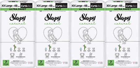 Sleepy Bebek Bezi Natural Beden:7 (20-30KG) XX Large 192 Adet Avataj Ultra Pk