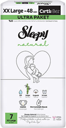 Sleepy Bebek Bezi Natural Beden:7 (20-30KG) XX Large 192 Adet Avataj Ultra Pk