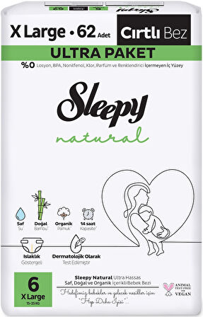 Sleepy Bebek Bezi Natural Beden:6 (15-25KG) Extra Large 124 Adet Ekonomik Ultra Pk