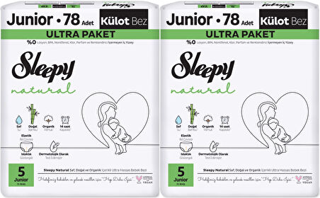 Sleepy Külot Bebek Bezi Natural Beden:5 (11-18KG) Junior 156 Adet Ekonomik Ultra Pk