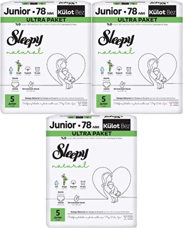 Sleepy Külot Bebek Bezi Natural Beden:5 (11-18KG) Junior 234 Adet Aylık Ultra Pk