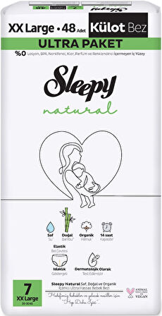 Sleepy Külot Bebek Bezi Natural Beden:7 (20-30KG) XX Large 144 Adet Aylık Ultra Pk