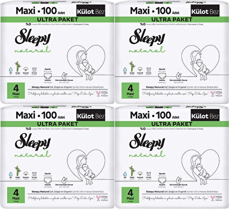 Sleepy Külot Bebek Bezi Natural Beden:4 (7-14KG) Maxi 400 Adet Süper Ekonomik Fırsat Gross Pk