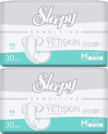 Sleepy Yetişkin Hasta Bezi Bel Bantlı M - Orta - Medium 60 Adet (2PK*30)
