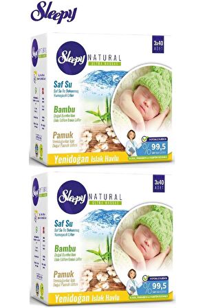 Sleepy Natural Yenidoğan Hipoalerjenik-Parfümsüz-Alkolsüz 6 x 40 Yaprak 6 Paket Islak Mendil