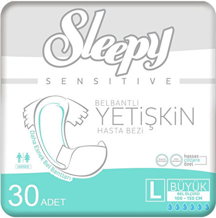 Sleepy Yetişkin Hasta Bezi Bel Bantlı L - Large - Büyük 150 Adet (5PK*30)