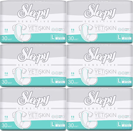 Sleepy Yetişkin Hasta Bezi Bel Bantlı L - Large - Büyük 180 Adet (6PK*30)