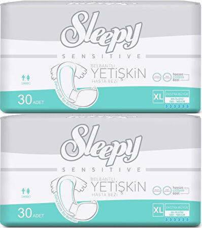 Sleepy Yetişkin Hasta Bezi Bel Bantlı XL - Extra Large - Ekstra Large 60 Adet (2PK*30)