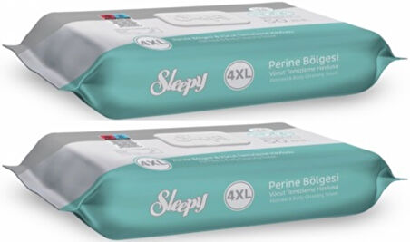 Sleepy Perine Bölgesi ve Vücut Temizleme Islak Mendil Havlu 50 Yaprak (Ebat 4XL) (2 Li Set)