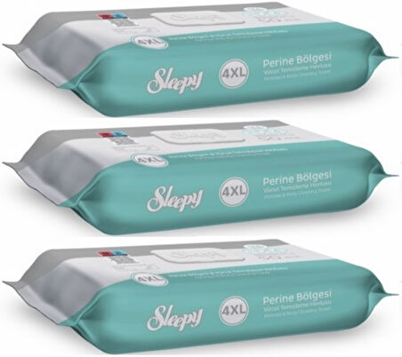 Sleepy Perine Bölgesi ve Vücut Temizleme Islak Mendil Havlu 50 Yaprak (Ebat 4XL) (3 Lü Set)