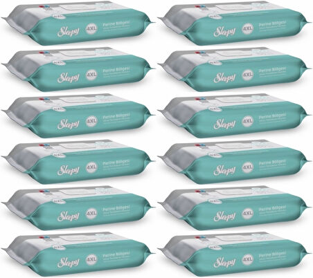 Sleepy Perine Bölgesi ve Vücut Temizleme Islak Mendil Havlu 50 Yaprak (Ebat 4XL) (12 Li Set)