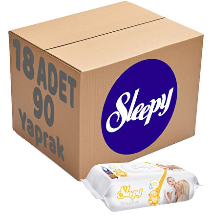 Sleepy Islak Havlu Mendil 90 Yaprak Sensitive 18 Li Set Plastik Kapaklı