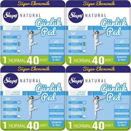 Sleepy Natural Günlük Ped Normal 160 Adet Süper Ekonomik Pk (4PK*40)