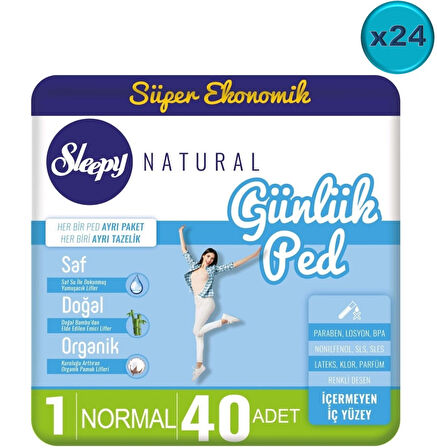 Sleepy Natural Günlük Ped Normal 960 Adet Süper Ekonomik Pk (24PK*40)