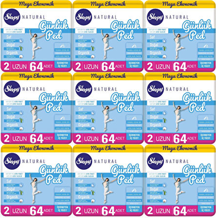Sleepy Natural Günlük Ped Uzun 576 Adet Mega Pk (9PK*64)