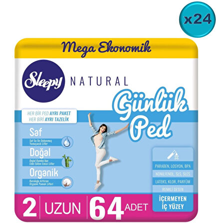 Sleepy Natural Günlük Ped Uzun 1536 Adet Mega Pk (24PK*64)