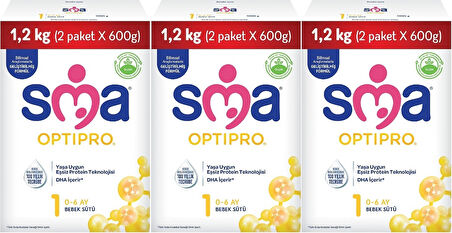 Sma Optipro 1200GR No:1 Bebek Sütü (0-6 Ay) Kutu (3 Lü Set)