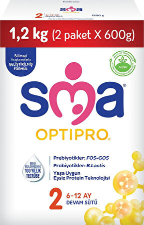 Sma Optipro 1200GR No:2 Devam Sütü (6-12 Ay) Kutu (2 Li Set)