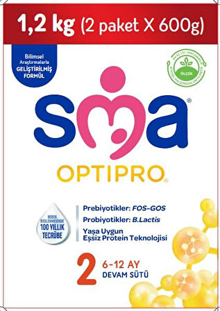 Sma Optipro 1200GR No:2 Devam Sütü (6-12 Ay) Kutu (2 Li Set)