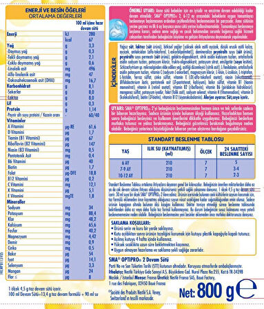 Sma Optipro 800GR No:2 Devam Sütü (6-12 Ay) (5 Li Set)