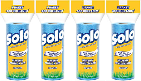 Solo Hijyenik Temizlik Bezi (İç adet 20 Li) (Kokusuz ve Hızla Kuruyan) (4 Lü Set)