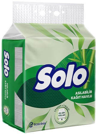 Solo Asılabilir Kağıt Havlu 1 Paket (1PK= 7 Rulo) Hijyenik ve Pratik Kullanım İçin Uygun (2 Li Set)